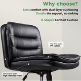 GTPLAYER Criss Cross Legged Office Chair with Wheels, Extra Wide Armless Comfy Desk Chair for Home Bedroom