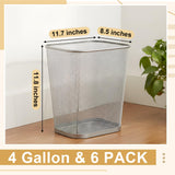 Nuanchu 6 Pcs Silver Mesh Trash Cans Bulk, 4 Gallon Metal Wastebaskets
