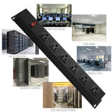 HHSOET 6 Outlet Heavy Duty Power Strip, 14AWG Extension Cord Black, 15FT, 3