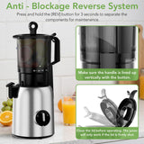 Electactic Cold Press Juicer Wide Mouth 5.4 Inch, Self Feeding Juicer Machines For Whole Fruits & Vegetables, Slow Masticating Juice