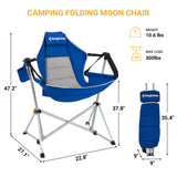 KingCamp Hammock Camping Chair Swinging Recliner Chair for Backyard Lawn Beach Camp Outside Indoor Adults Portable Lounger Folding Chair Hold Up to 300lbs with Carrying Bag Cup Holder (Blue/Grey)