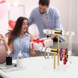 Acrylic Bracelet Holder, Necklace Holder Display Stand, 2 Tier T-Bar Jewelry Organizer, Stainless Rod Tangle-free Countertop Jewelry Rack