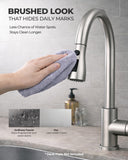 WEWE Kitchen Faucets with Pull Down Sprayer, Leak-Proof Stainless Steel Lead-Free Single Handle 1 Hole for Family Kitchen Commercial Camper Laundry Rv Bar, Brushed Nickel Bar Sink Faucet