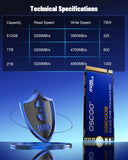 OSCOO 2TB M.2 2242 NVMe SSD PCIe Gen4 x4, Up to 4800MB/s, 3D NAND Internal SSD with Graphene Cooling, for Laptop, Ultrabook, Lenovo ThinkPad, Dell Latitude, Intel NUC, Mini PC,Embedded Systems