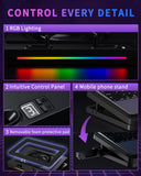 LP-3 Gaming Laptop Cooling Pad, Powerful Turbo-Fan 180+ CFM RGB Laptop Cooler, Quiet Laptop Cooling Fan Stand with Anti-Slip Pads, Height Adjustable, 3-Speed Control & LCD Design for 12"-19" Laptops