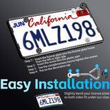 DCRCFIBER 100% Carbon Fiber License Plate Frame,New Full Carbon Fiber snap-on 4 Hole License Plate Frame,unobstructed View,with Screw Caps, Anti-Vibration Pads