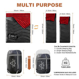 ETGLCOZY XL Queen Size 2 Person Double Sleeping Bag for Adults, Lightweight Compact with Flannel Liner & Thermolock Draft Tube, Machine Washable All Season Camping Travel(Black/Red)