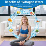 Hydrogen Water Bottle Generator - Portable Hydrogen Water Ionizer Machine SPE PEM Tech, Rechargeable Hydrogen Rich Water Glass Bottle for Home Gym Office and Travel Hydrogen Bottle