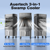 Auertech 5.5 Gal Swamp Cooler, 1800 CFM Evaporative Air Cooler with 3 Speeds, 12H Timer, 120°Oscillation, Windowless Room Cooling Fan with 4 Ice Packs, Portable Air Cooler for Indoor, Garage, Bedroom