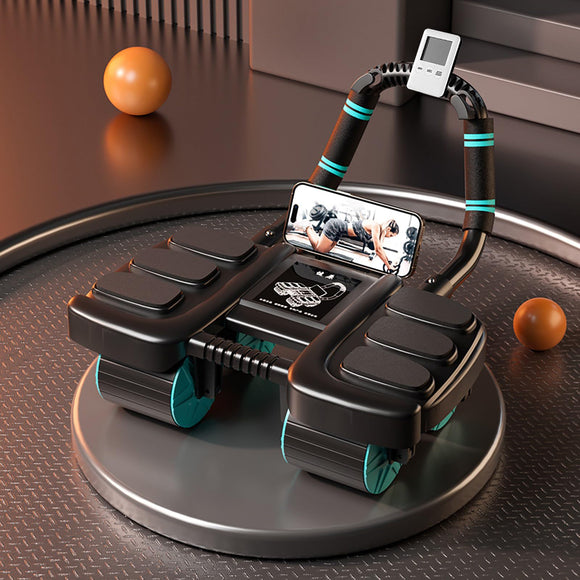 2024 New Ab Wheel Roller with Elbow Support - Automatic Rebound Abdominal Wheel Roller, The Upgraded Four-wheel Abdominal Wheel Core Workout Equipment Home Gym Abs Machine POYIPI
