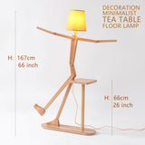 HROOME Unique Wood Floor Lamp Tea Table for Living Room Bedroom Kids Bedside - Corner Reading Creative Swing Arm Standing Light for Home Office Farmhouse LED Bulb Included (Ash Table)