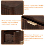 LEYAOYAO Fluted Farmhouse Nightstand Set of 2 with Charging Station, 23" Wide 3 Drawers Night Stand,Walnut Dresser for Bedroom,Bed Side Table Chest of Drawers,Wood End Table for Living Room