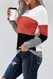 Daspkuwy Winter Long Sleeve Shirts for Women Colorful Striped Ladies Sweaters Pullover Loose Fit Halloween Soft Length Juniors Tops for Woman Red L