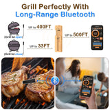 Real-Time Alerts Wireless Meat Thermometer - Smart Bluetooth Probe for BBQ, Grill, Oven, Smoker - Long Range Bluetooth, Accuracy Temp, Dishwasher Clean