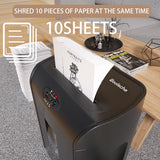10-Sheet Heavy Duty Cross-Cut Paper and Credit Card Shredder, Shredder for Office, High Security P5 Office Home Use Office Equipment with 4 Casters, Black PULLAFUN