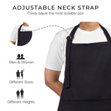 RAJRANG Black Apron Chef for Men and Women with Pockets Cotton Kitchen Cooking Full Aprons 35x27 Inches Pack of 5