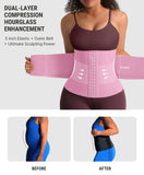 FeelinGirl Waist Trainer Corset for Women Shapewear Tummy Control Waist Cincher Workout Girdle 3 Segmented Belt Hooks Pink