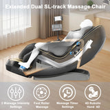 LIYIH Massage Chair Full Body, Zero Gravity Extended Dual SL-Track Massage Recliner with 4D Mechanical Arms, Full Body Airbag Massage, Foot Roller Massage, Multiple Modes, Heating, AI Voice Control