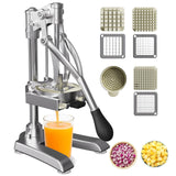 2-in-1 Commercial Juicer and Chopper - Heavy Duty Cast Iron Hand Press Manual Squeezer for Lemon, Citrus, Orange, Professional Vegetable Slicer French Fry Cutter Food Dicer