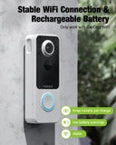 MUBVIEW Wireless Video Doorbell Camera with Chime, No Subscription, 1080p