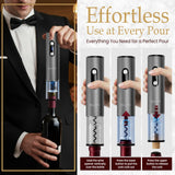 Jwalin Rechargeable Electric Wine Opener Gift Set – 6-in-1 Automatic Wine Bottle Opener with Foil Cutter, Aerator Pourer, 2 Vacuum Stoppers & Base Stand – Perfect Wine Gift for Wine Lovers
