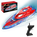 Fullware Spider Hero RC Boat, 2.4GHz Remote Control Boat with LED Lights for Kids, Pool Toy with 2 Rechargeable Batteries, Spray Function, and Low Battery Alarm for Boys & Girls