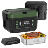 Genasmil Cordless Electric Lunch Box for Adults – 1.2L Stainless Steel Self-Heating Lunch Box with Dual 20000mAh Removable Rechargeable Batteries, Portable Heated Food Warmer for Work, Travel & Office