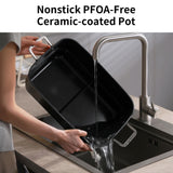 Slow Cooker 10 Quarts (2 x 5 Quarts) PFOA-Free Ceramic Coating | Adjustable Temp Oven Safe to 450°F | Keep Warm Function for Large Family Gatherings (Includes Silicone Spoon)