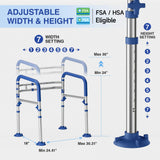 Loyoda Foldable Toilet Safety Rails for Seniors - Adjustable Toilet Safety Frame & Toilet Handles for Elderly & Disabled, Fits Most Toilets, 350lb Capacity, Blue