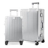 ALPHA CAMP 2 Piece Luggage Sets with Aluminum Frame (20/24 Inch,Silver)