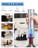CIRCLE JOY Electric Wine Opener Stainless Steel Rechargeable Automatic Wine Bottle Opener Set 7-in-1 Wine Gifts for Wine Lovers with Charging Base, Foil Cutter, Wine Aerator Pourer & 2 Vacuum Stoppers