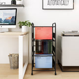 PUNCIA 3 Tiers Metal Rolling File Carts with Wheels Hanging Files for Letter Size Movable Pull-Out File Folder Rack Drawer File Cabinet