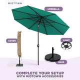 Midtown Umbrellas - The Lean 8 Ft Patio Umbrella with Fade-Resistant Sunbrella Fabric, Auto-Tilt Aluminum Frame and 8 Reinforced Ribs for Deck, Pool & Garden - Canvas Teal Canopy, Black Pole