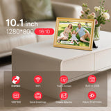 Frameo 10.1 Inch WiFi Digital Picture Frame, 1280x800 HD IPS Touch Screen Photo Frame Electronic, 32GB Storage, Auto-Rotate, Wall Mounted, Share Photos/Videos Instantly from Anywhere - Gold
