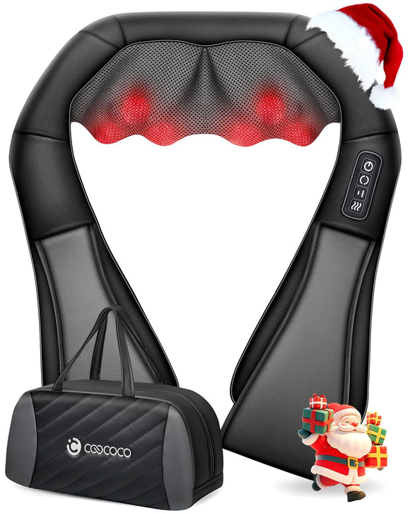 Neck and Back Massager with Heat, Corded Electric Deep Tissue 3D Kneading Pillow, Massager for Neck and Shoulder Pain Relief CooCoCo