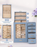 Homde Jewelry Organizer large for Dresser: Big Jewelry Box for Women - Holder with Drawers - Elegent Necklace Earring Ring Display Modern Gift (Grey Blue)