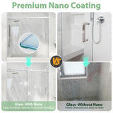 KPUY Frameless Sliding Bathtub Door, 55-60" W x 60" H Tub Shower Door, 1/4" (6mm) Thick Tempered Clear Glass with Explosion-Proof Film Nano Coating, Brushed Nickel