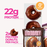 Legendary Foods Protein Donuts - 22g Protein, Dipped Chocolate, Zero Sugar Snack, Gluten Conscious, Low Carb, Keto Suitable, Diabetic and GLP-1 Diets - 4 Pack with Two Donuts per pack
