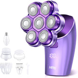 Electric Razors for Women Legs : 5-in-1 Rechargeable Body Shaver, 7D Wet & Dry Bikini Trimmer, IPX7 Waterproof Lady Hair Remover for Face Underarms Pubic, Violet