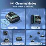 Pool Vacuum for Inground Pools, 4-in-1 Cordless Robotic Pool Cleaner for Above Ground Pools,Triple-Motors,Wall & Waterline Cleaning, App Support, OTA Upgrade up to 1,614 Sq.ft (Black Green)
