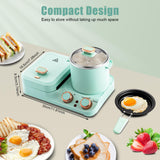 3 in 1 Breakfast Station - 1050W Non-Stick Breakfast Machine with Frying Pan, Boiling Pot, Food Steamer, Stainless Steel Electric Maker for Home or Commercial Use