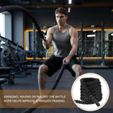 MECCANIXITY Battle Rope 30ft x 2 Inch Polyester Workout Rope Heavy Fitness Exercise Rope for Strength Training Home Gym Muscle Building, Black MECCANIXITY