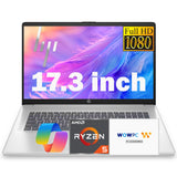 HP 17.3 Inch FHD Business Laptop with MS Office for The Web, AMD Ryzen 5 7430U (Beats Core i7-1355U), 8GB RAM, 628GB Storage (500GB External Drive), Long Battery Life, Windows 11, WOWPC 3-in-1
