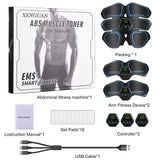 ABS Stimulator, Ab Trainer, EMS Muscle Stimulator LCD Screen Muscle Stimulator USB Rechargeable Portable Muscle Trainer Abdominal / arm / Leg Fitness Workouts Gear XENGUAN