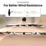PHI VILLA 5 PCS Patio Dining Set w/ 10ft 3 Tier Umbrella(Beige)
