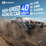 DEERC 9300E Remote Control Car High Speed RC Cars for Kids Adults 1:16 Scale 40 KM/H 4WD Off Road Monster Trucks,2.4GHz All Terrain Toy Trucks with 2 Rechargeable Battery