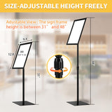 Heavy Duty Pedestal Sign Holder Stand, Poster Stand with Aluminum Snap Open Frame for 8.5x11 Inches, Black HYNAWIN