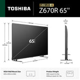 Toshiba 65" Class Z670R Series Mini-LED 4K UHD Smart Fire TV (65Z670R, 2026 New) - QLED, Native 144Hz, HDR10+, Dolby Vision IQ, REGZA Engine Zri, Dolby Atmos, Game Mode Pro, ALLM, Alexa Built-in