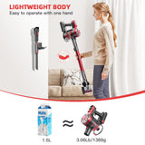 WLOTPO Vacuum Cleaner for Home,Stick Vacuum Cordless Rechargeable up to 35 Mins Runtime, Hardwood Floor Vacuum for Pet Hair,Carpets,Tile(Red)