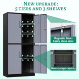 Letaya Metal Storage Cabinets with Lock Door and Shelves, Steel Garage Tool Cabinets for Home,Office, Warehouse,Lockers(71"-Black Gray)